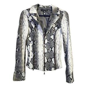 AFFLICTION Sinner‎ 2 Snakeskin jacket faux leather moto jacket monochrome